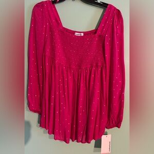 MOTHERHOOD PINK SPARKLE 💖 SMOCKED MATERNITY TOP SIZE small , NEW w tags !!